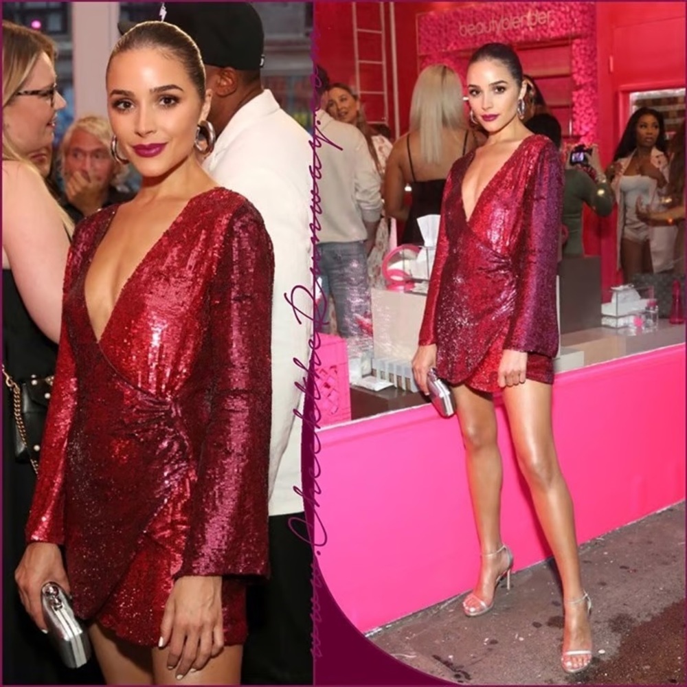 NWT Retrofete Christine Red and Burgundy Sequin Dress | Sz M